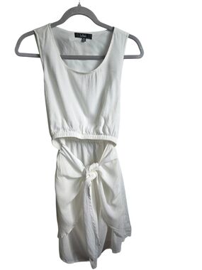 LULUS Neighborhood Cutie White Cutout Tie Front Dress Medium Linen Blend Boho